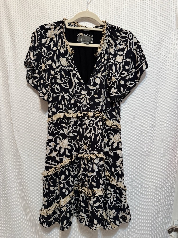 Anthropologie by Robin Tiered Mini Dress Size Small (sp), ruffled, floral print