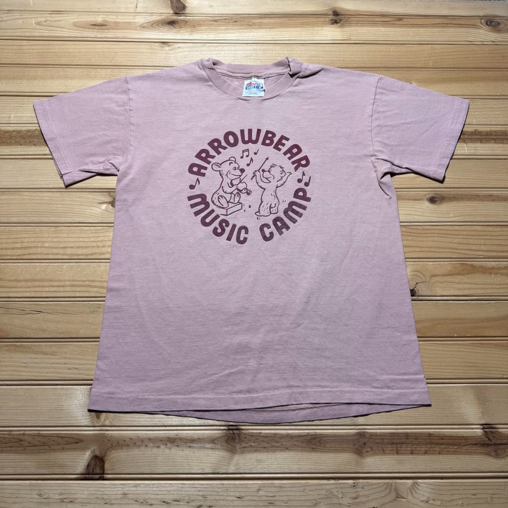 Vintage 90s Hanes Arrowbear Music Camp Music Cartoon Graphic T-Shirt USA Medium