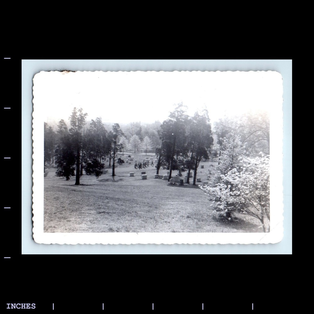 Old Vintage Photo MEN MARCHING CEMETERY GRAVE TOMBSTONE