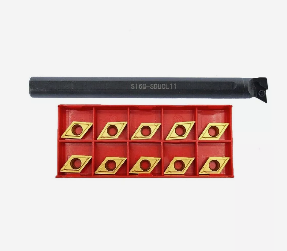 CNC S16Q SDUCL11 Left Hand Tool Holder with 10 DCMT11 Carbide Inserts