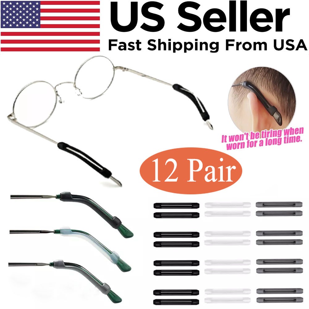 12Pairs Eyewear Anti Slip Silicone Ear Hook Temple Tip Holder Glasses Accessori