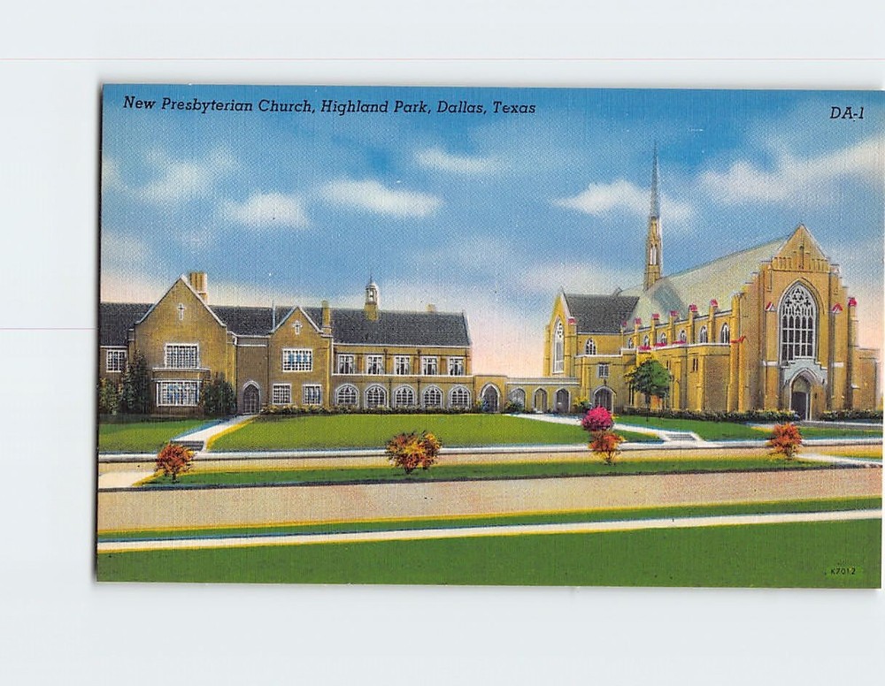 Postcard New Presbyterian Church Highland Park Dallas Texas USA