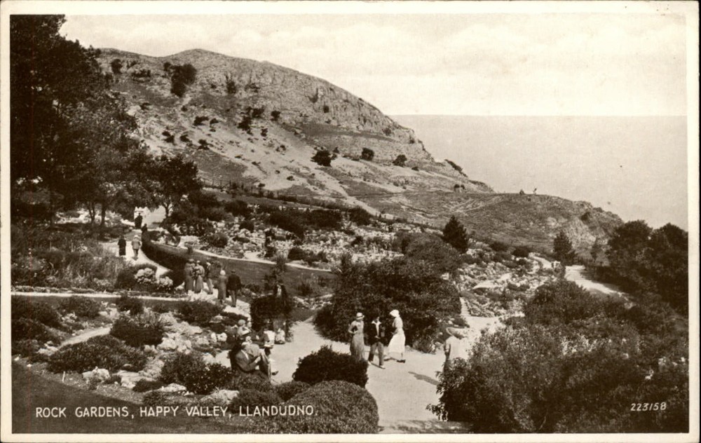 Llandudno Wales United Kingdom Rock Gardens Valentine's brown 1930s postcard