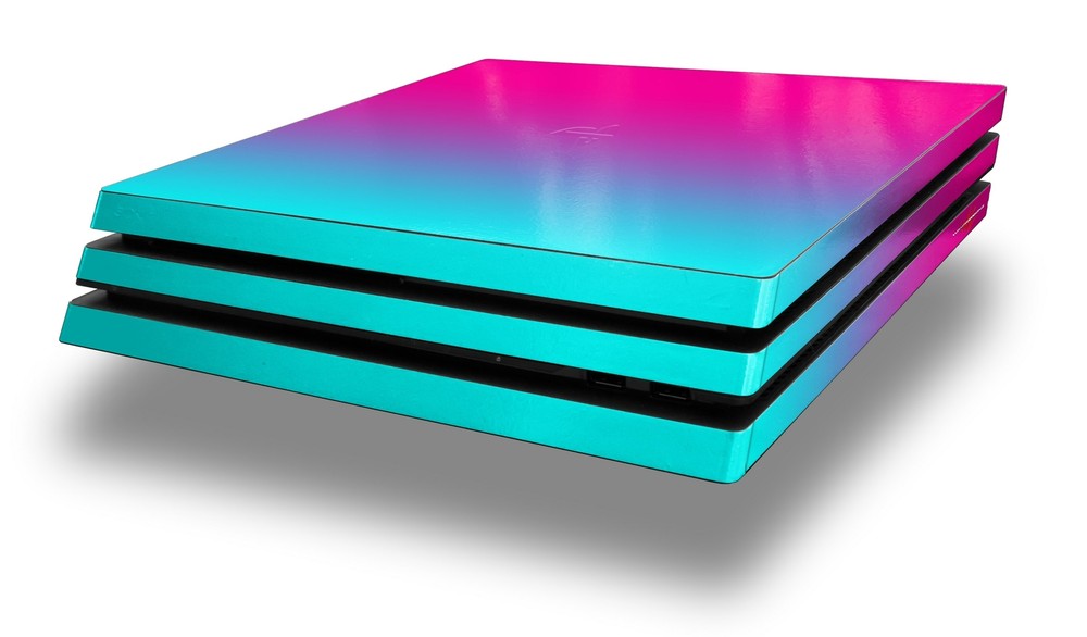 Skin for PS4 Pro Console Smooth Fades Neon Teal Hot Pink