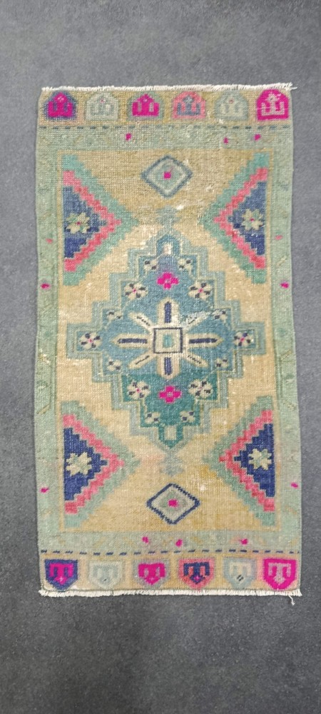 Pink Turkish Vintage Rug, 2x3.9ft, Antique Handmade Small Rug, Unique Small Rug,