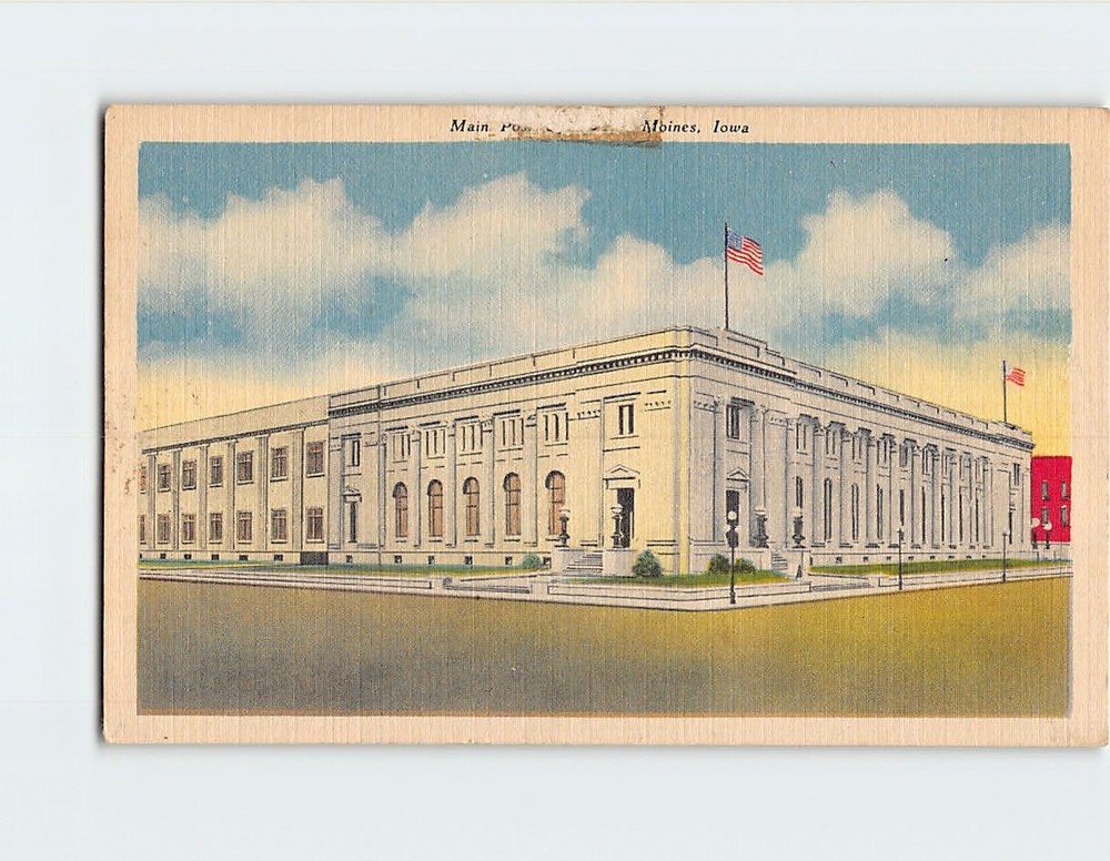 Postcard Main Post Office Des Moines Iowa USA