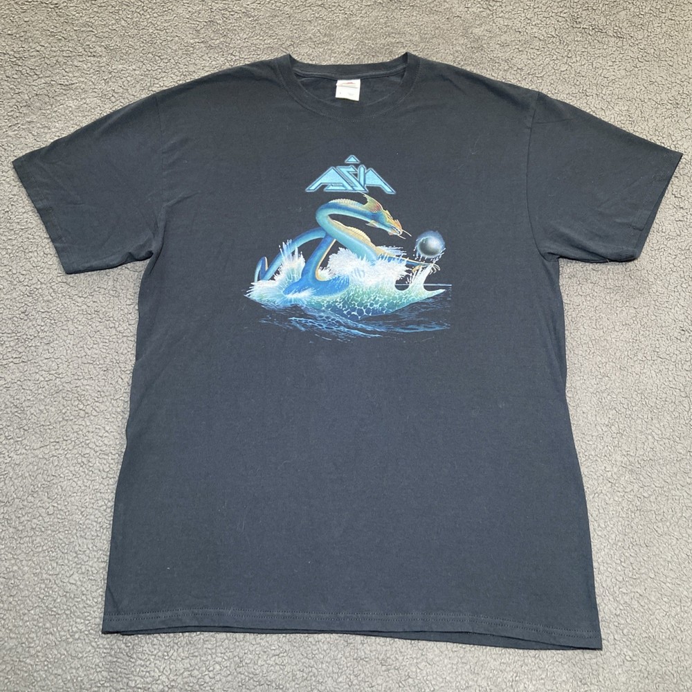 Vintage ASIA Band T Shirt Size L Fruit of the Loom HD Cotton Black Tee VTG