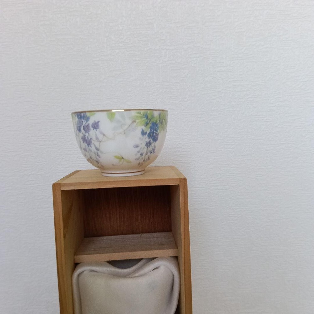 Kuyama Kiln Sencha Tea Bowls Set of 5 with Pattern in Paulownia Box