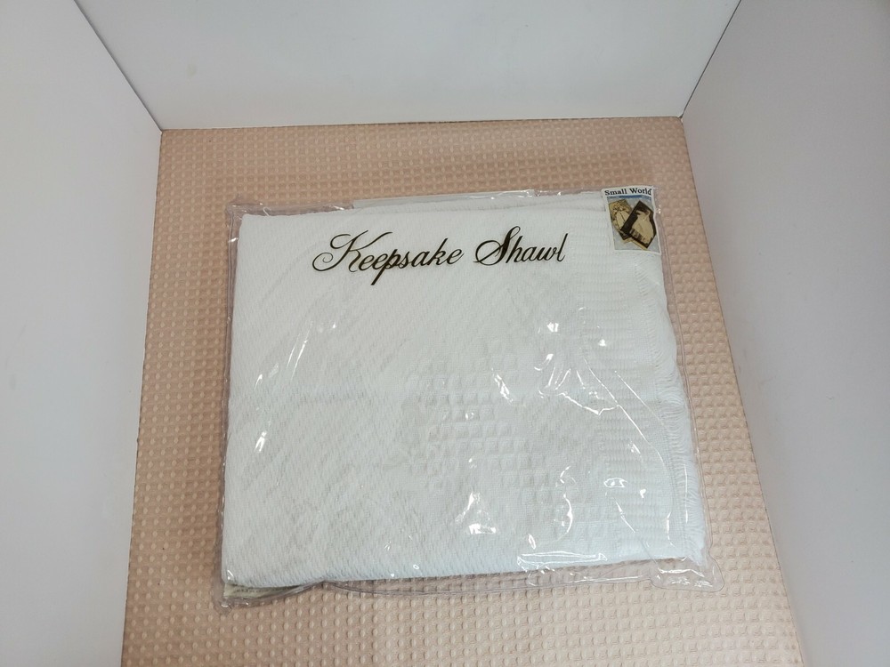 Vintage White Baby Christening Blanket Shawl White Crochet
