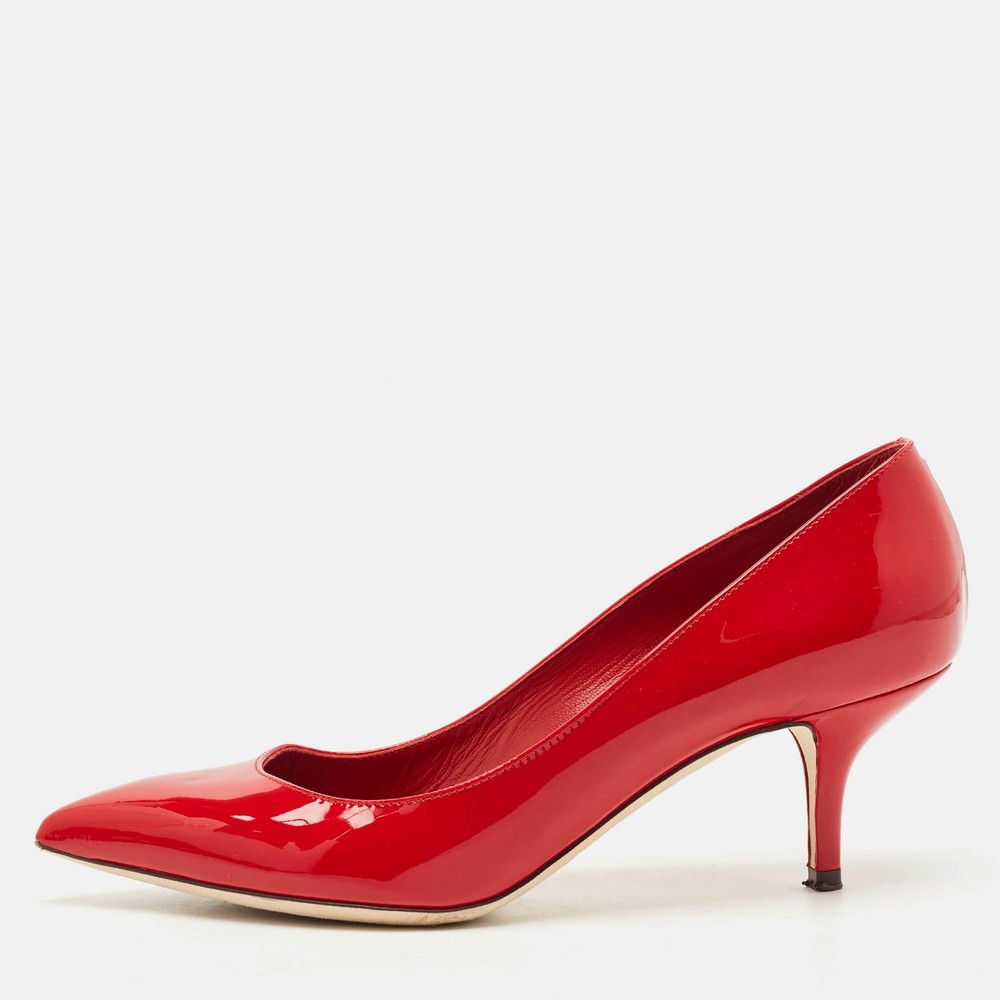 Dolce Gabbana Red Patent Leather Pointed Toe Pumps Size 38