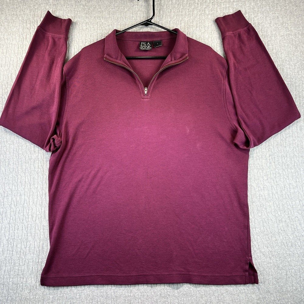 Jos A Bank Womens Travelers Collection Candy Fuchsia 1/4 Zip Shirt Size L