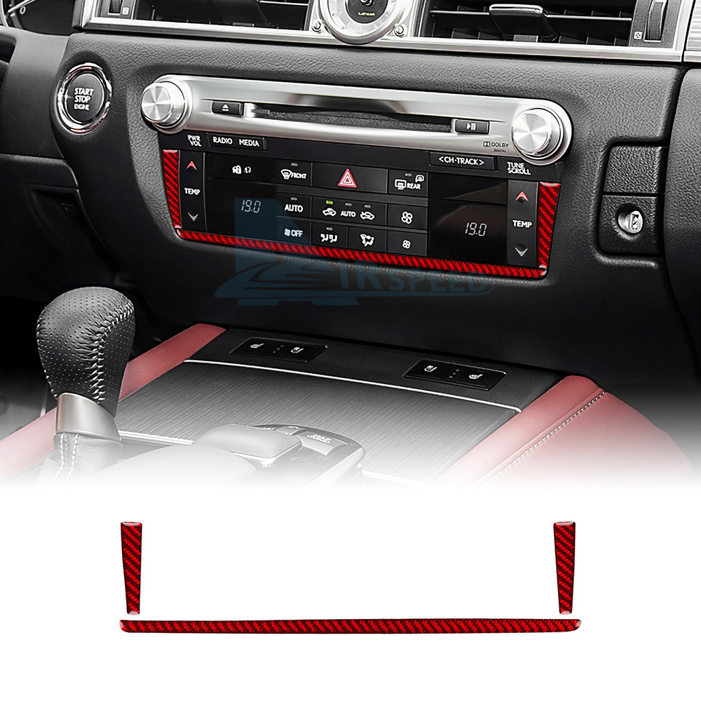 Red Carbon Fiber AC Panel Cover Trim for Lexus GS 2012-2019