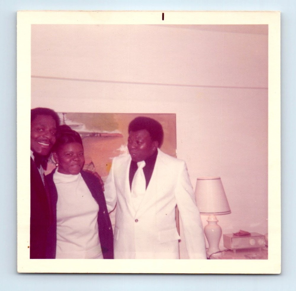 Old Vintage Square Color Photo TRIO BLACK AFRICAN AMERICAN MEN WOMAN PIC
