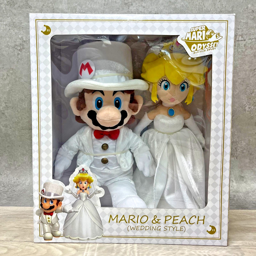 Super Mario Odyssey Mario & Peach Wedding Set Stuffed Toy Plush Doll