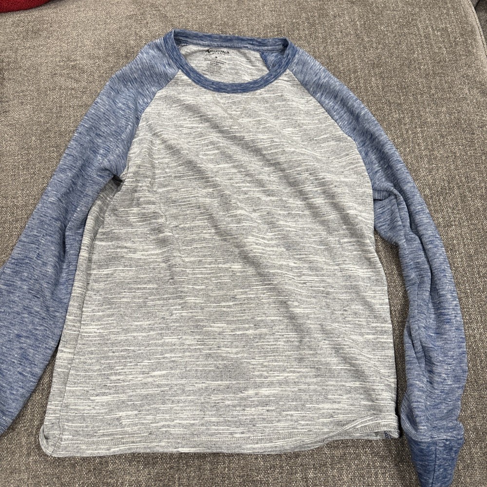 Arizona Jean Co. Men's Long Sleeve Raglan Shirt - Blue &Gray, Size Medium Henley