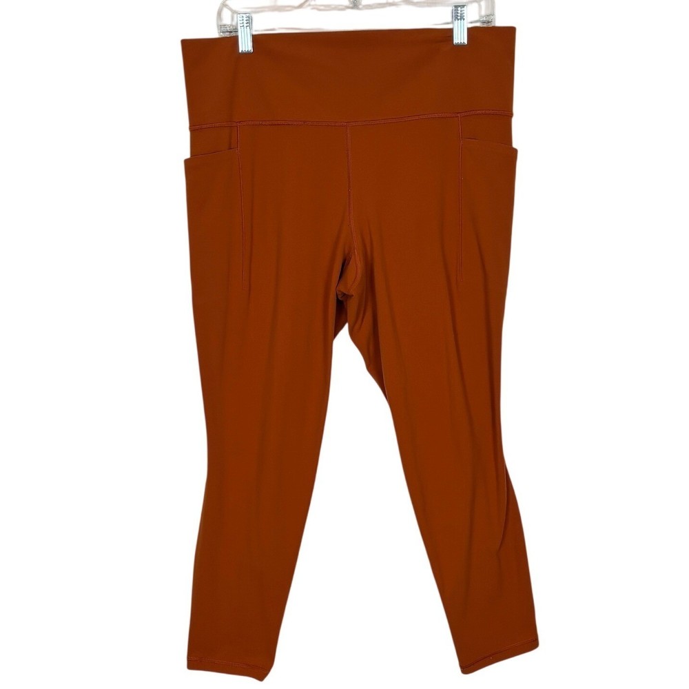 Athleta Salutation Stash Pocket II 7/8 Tight Women XL Orange High Rise Leggings