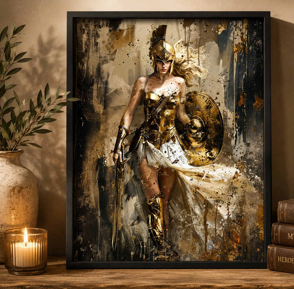 Athena Goddess Wall Art #2 – Greek Mythology Warrior Goddess Print