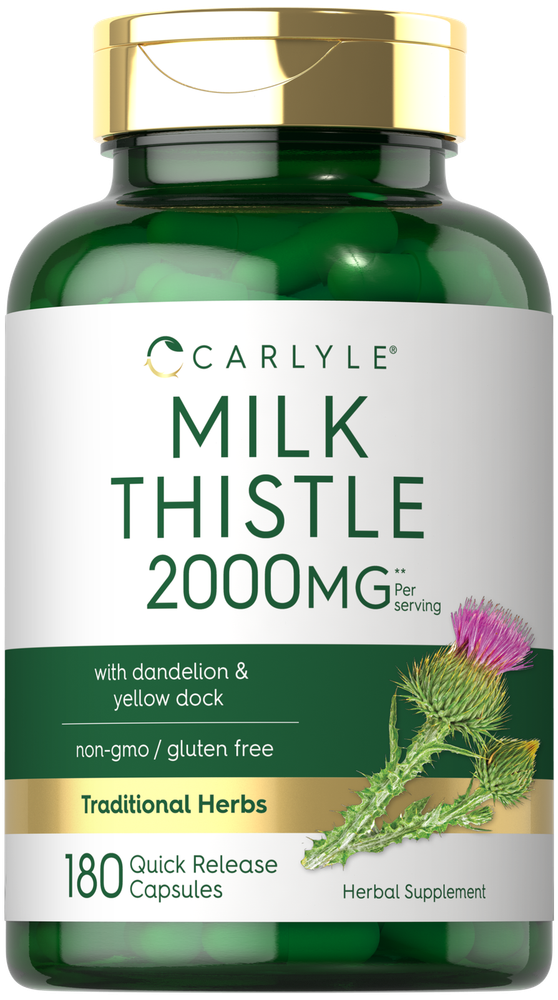 Milk Thistle 2000mg | 180 Capsules | with Dandelion & Yellow Dock | by Carlyle
