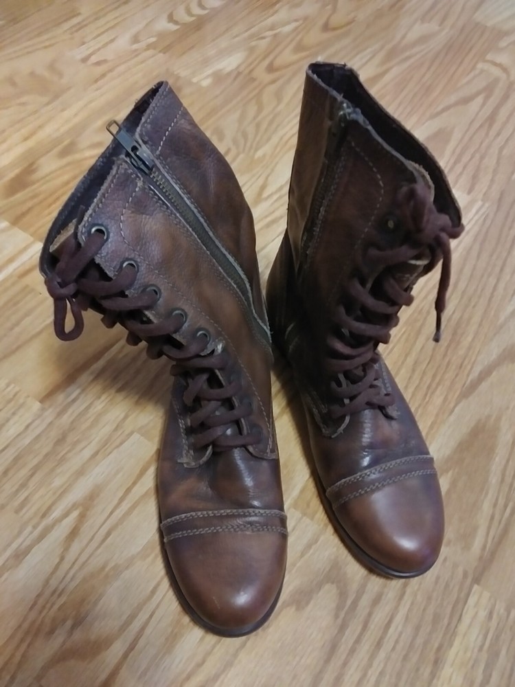 Steve Madden Troopa Brown Leather Boots Womens Size 8 Great Condition