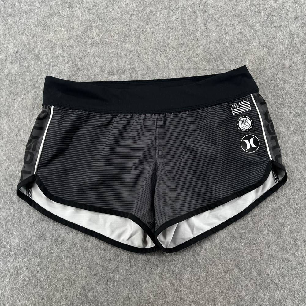 Hurley Team Usa Phantom Olympic Womens Shorts Gray Black Ombré Stripe L
