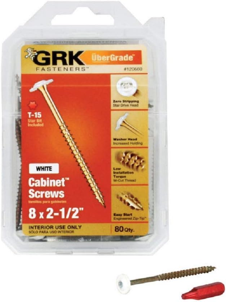 Fasteners 120660 White Cabinet #8 X 2-1/2
