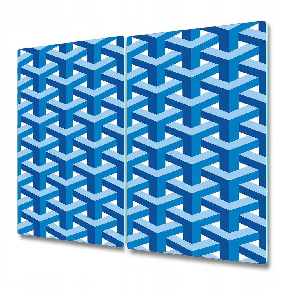 Glass Worktop Kitchen Chopping Board Escher blue lines and white 2x30x52