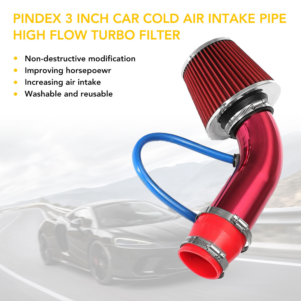 For -2000 Toyota Kia Hyundai Nissan Cold Air Intake Shield Kit Heat Red USA EOI