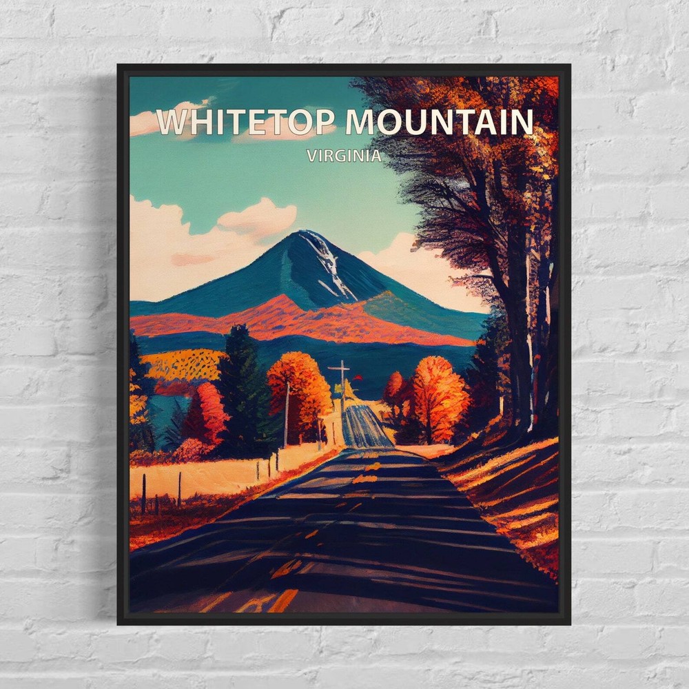 Whitetop Mountain Virginia Retro Art Print Whitetop Mountain Wall Art Painting