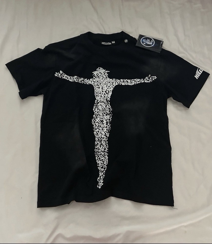 HELLSTAR Shirt Black Graphic Logo Men's Cotton CrewShort Sleeve T-Shirt Small