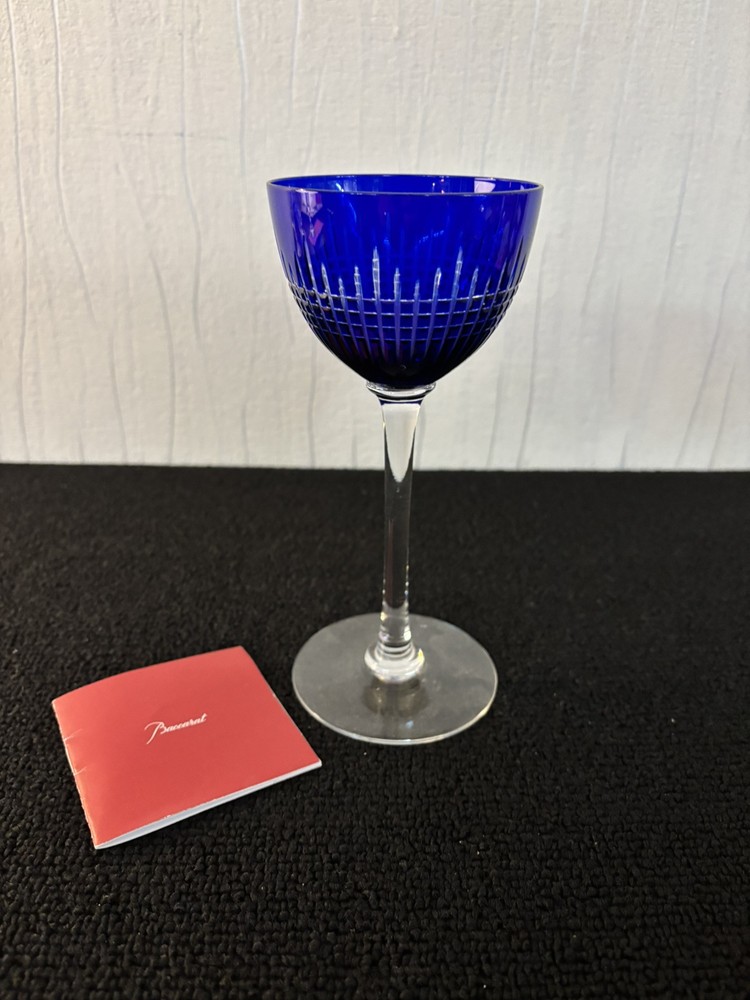 Blue Overlay Wine Glass Model Nancy In Baccarat Crystal