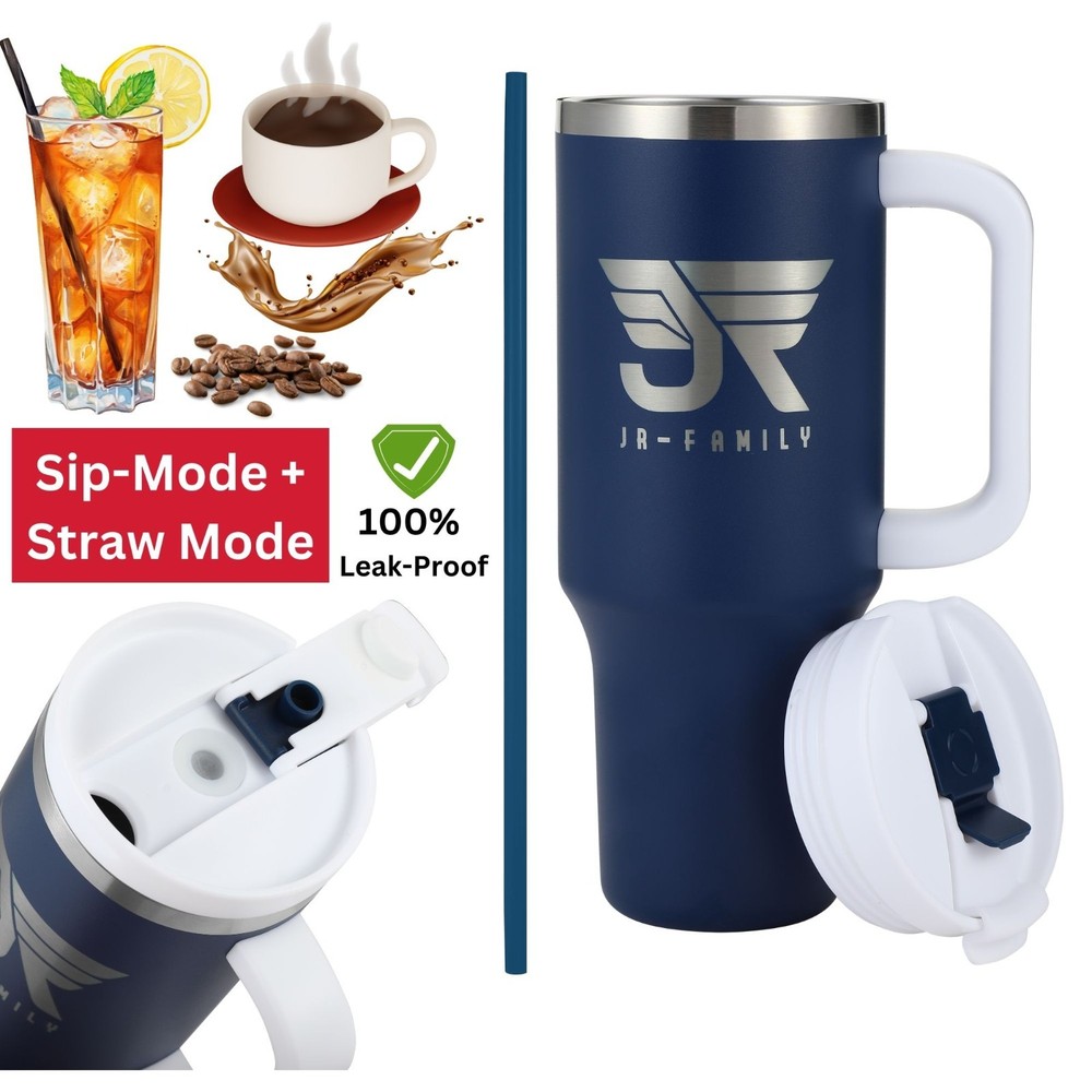40 oz Tumbler Stainless Steel Vacuum Insulated With Lid And Straw NAVY BLUE Gift