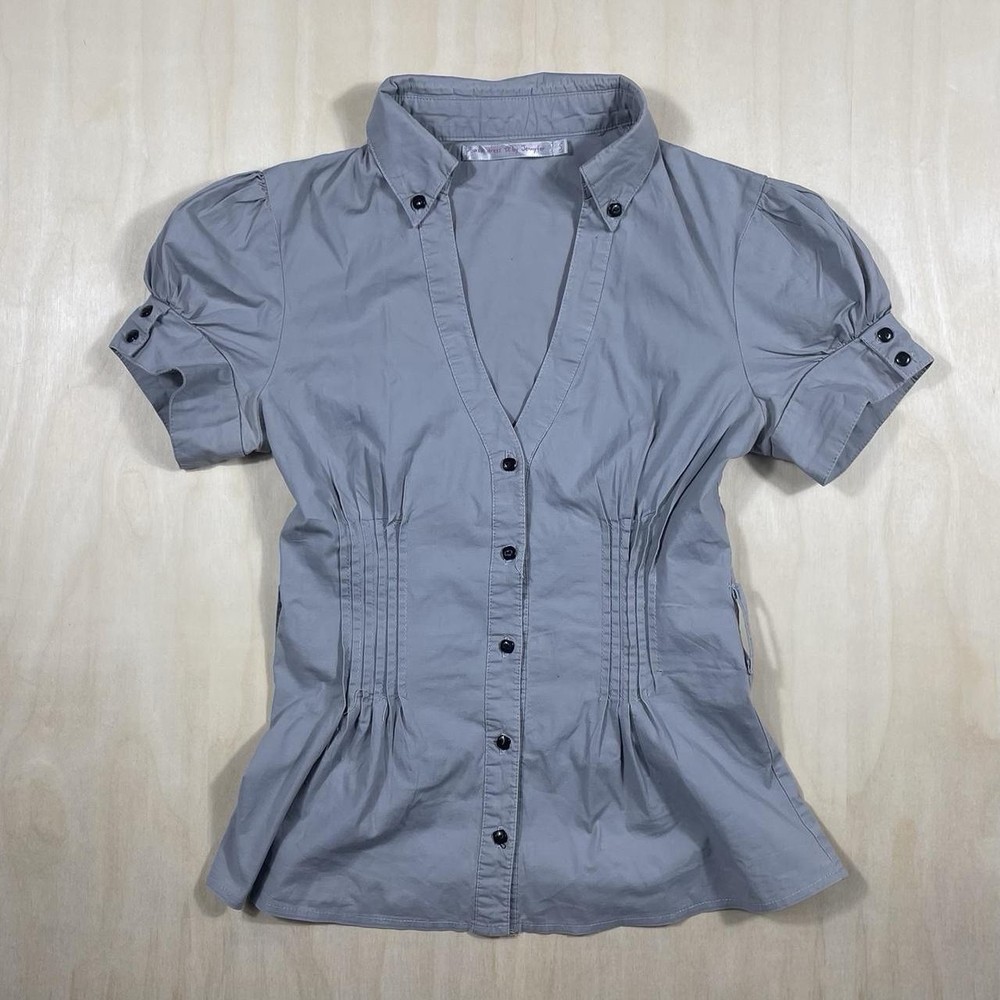 French vintage grey fit babydoll shirt