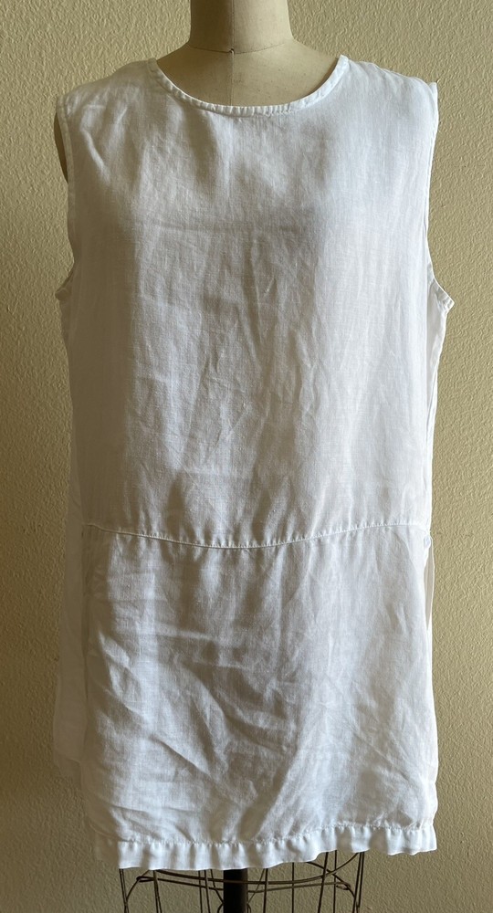 Bryn Walker White 100% Linen Top Tunic Large EUC