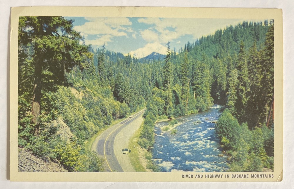 1968 Cascade Mountains And River Highway, Oregon Posted Vancouver Postcard