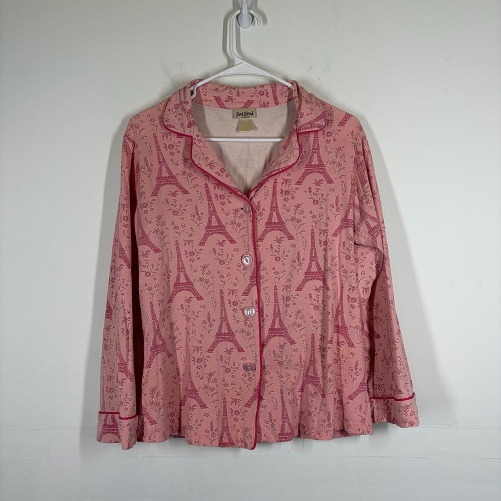 Bedhead Pajamas Eiffel Tower Button Down Top Size Small