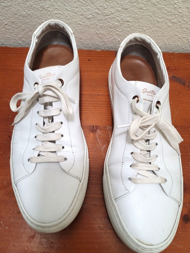 Good Man Brand Edge Sneaker Mens 9 White Leather Low Top Shoes Made Is Italy