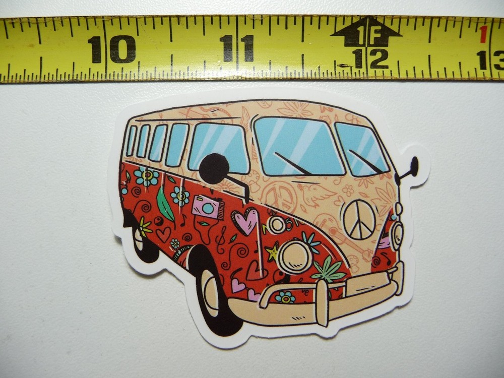 VAN LIFE TRAVEL STICKER WITH LOVE HEART FLOWER MUSIC DESIGN