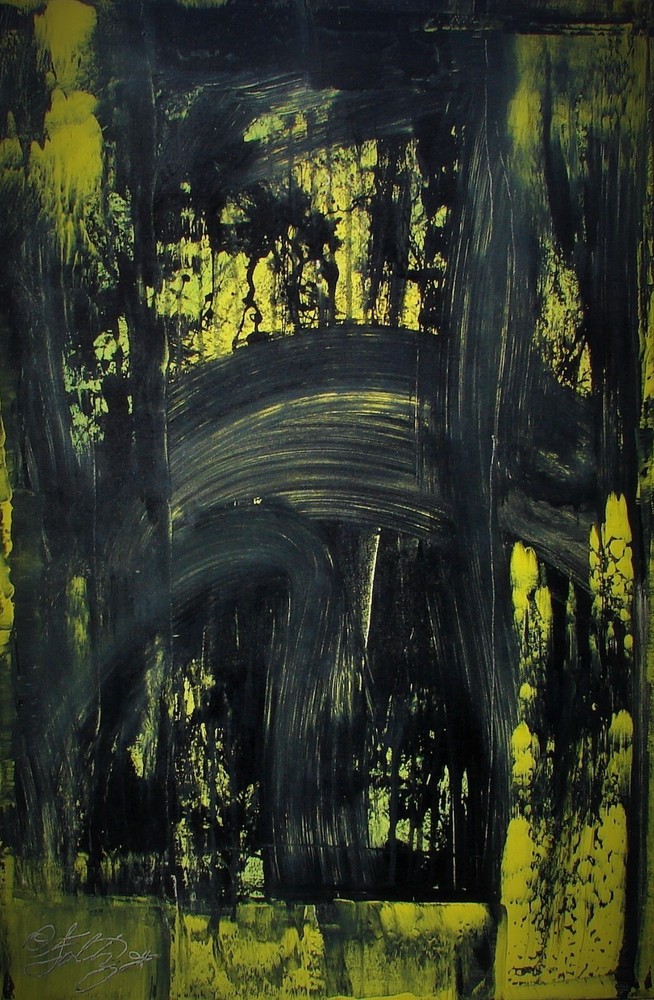 Modernist LARGE ABSTRACT PAINTING Expressionist MODERN ART NIGHT LIGHT FOLTZ $