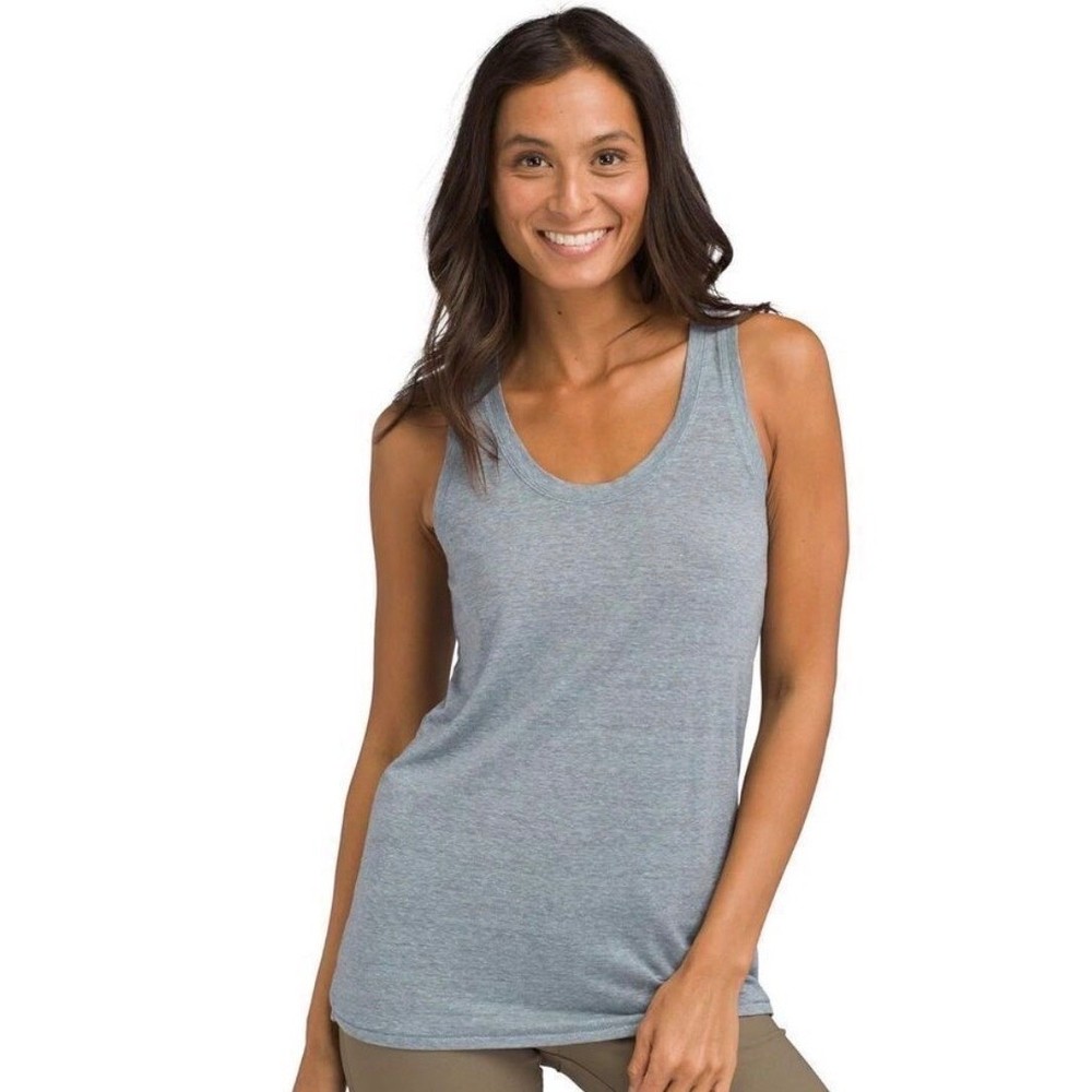 Prana Womens Cozy Up Tank Top Gray Heathered Hemp Blend Scoop Neck M