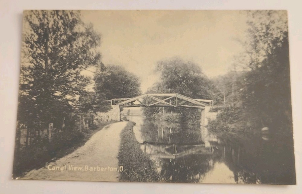 Barberton Ohio Canal View Bridge Antique Postcard