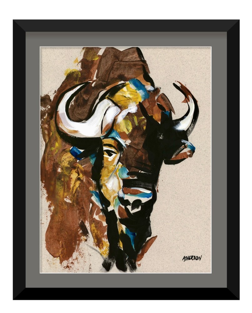 Atherton 11x14 Original Abstract Bison Acrylic Painting 