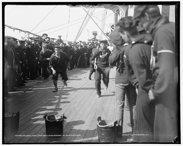 Photo:U.S.S. New York 1899 Spud Race Anniversary of Santiago Ship Deck