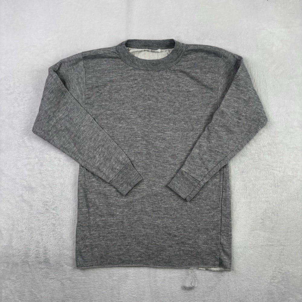VTG 80s 90s Double Layer Grey Long Sleeve Shirt Men's Medium