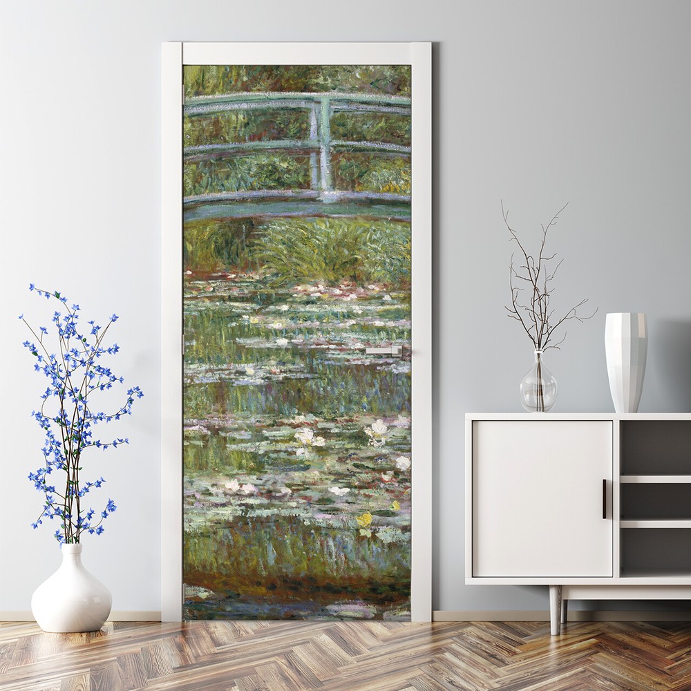 Lake Bridge Scenic Wall Decal - Bubble-Free Peel & Stick Door Wrap  