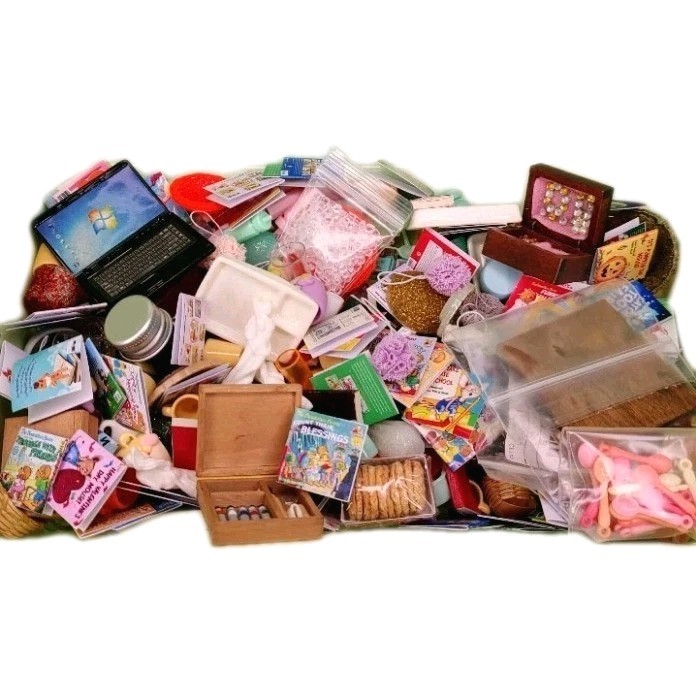 Set of 50 Random Dollhouse Miniatures 1:12 Scale | Toy Accessories Lot