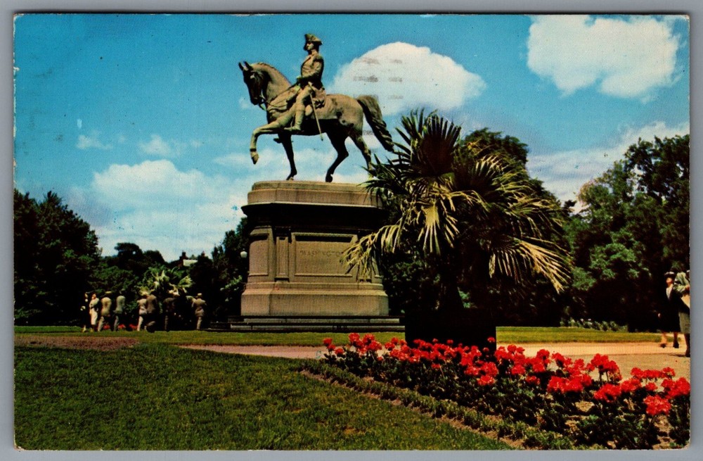George Washington Monument In Public Gardens Boston Massachusetts Postcard