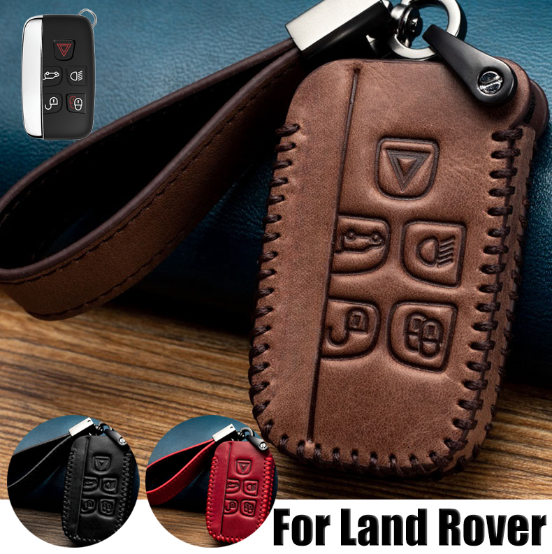 Real Leather Car Key Case Cover For Land Rover Range Rover Evoque Discovery 4