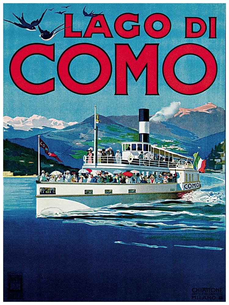 Vintage Lago di Como Travel Poster - Fine Graphic Wall Art Decor 1982