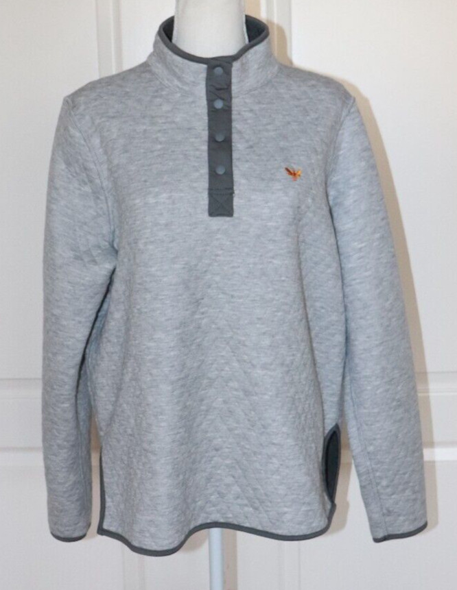 Marine Layer Womens Corbet Grey Quilted Snap Funnel Neck Pullover XL See Pics