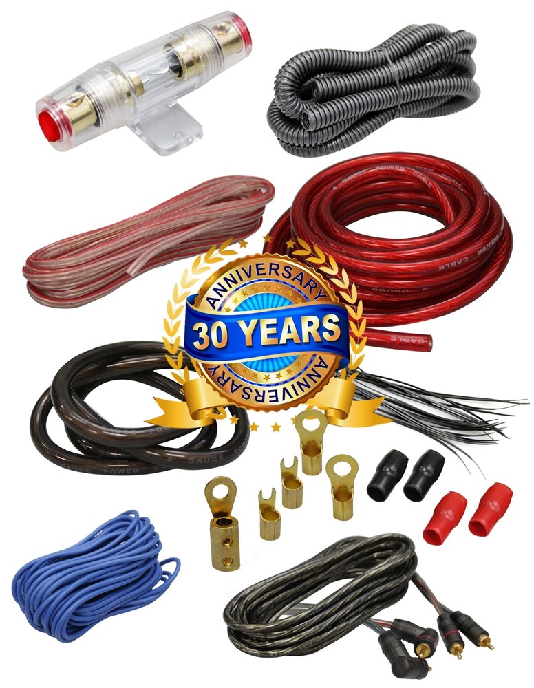 Complete 4 Channels 2500W 4 Gauge Amplifier Installation Wiring Kit Amp Blue